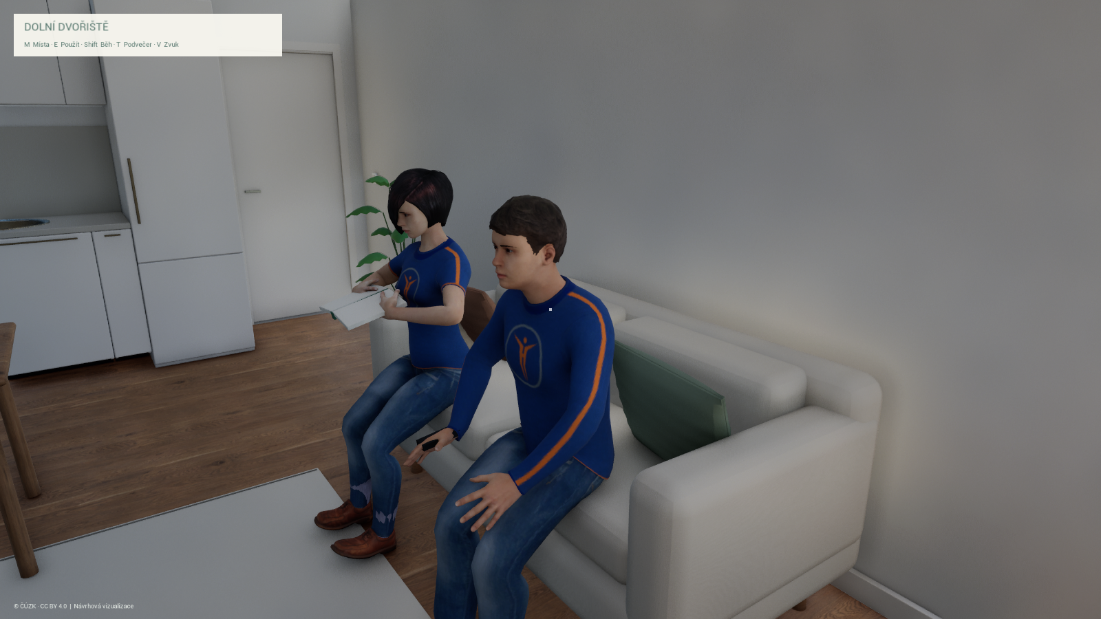 Televize a čtení v bytě – kontrolní snímek Unreal
